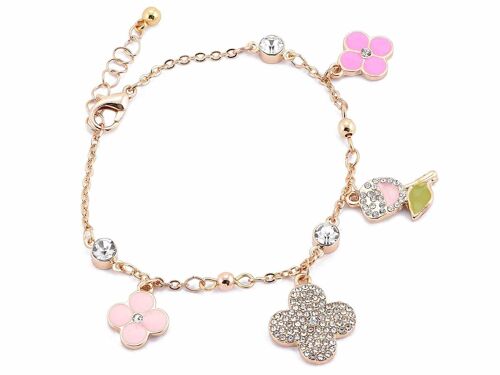 Braccialetti in metallo design fiori con strass firmato 14zero3 in espositore da 15 pezzi a provetta