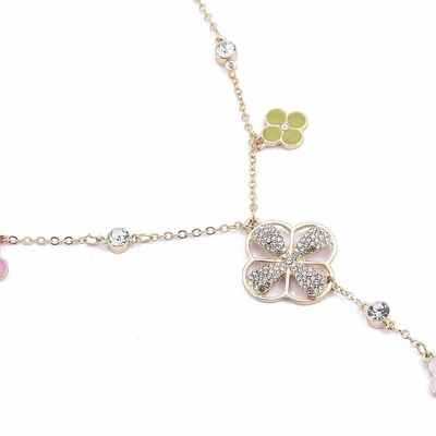 Collar de probeta con pedrería de diseño floral ''La Vie est Belle'' en display de 15 piezas
