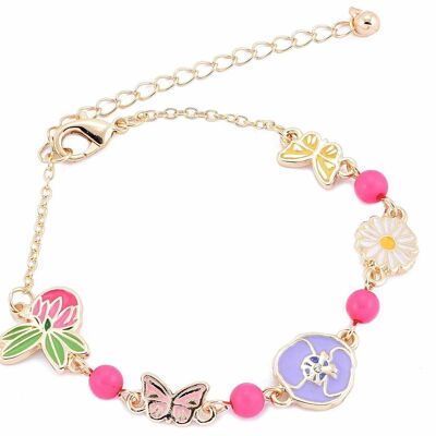 Bracelet de cheville/bracelet en éprouvette avec pendentifs sur le thème floral dans un présentoir de 15 pièces