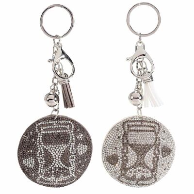 Charm key ring "Time Life" 14zero3 with rhinestones and pendants