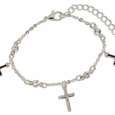 Bracelets pour femmes avec croix et strass en tube à essai en verre dans un présentoir design 14zero3