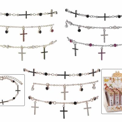 Bracciali donna con croce e strass in provetta vetro in espositore design 14zero3
