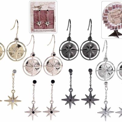 Pairs of metal earrings "Rosa dei Venti" 14zero3 in display
