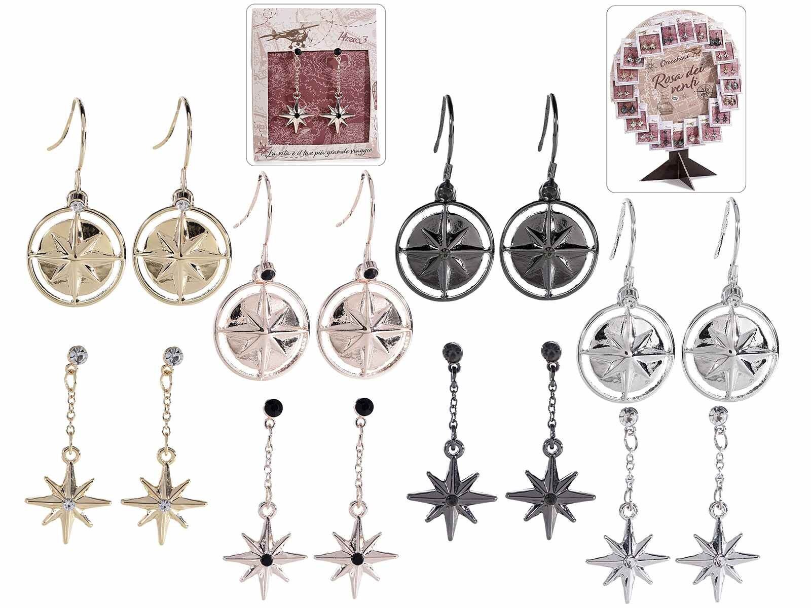 Paar Metallohrringe „Rosa dei Venti“ 14zero3 im Display