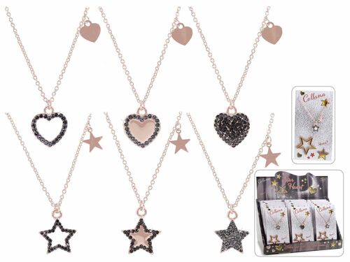 Collane girocollo Cuore Stella oro rosa 14zero3 con card in espositore