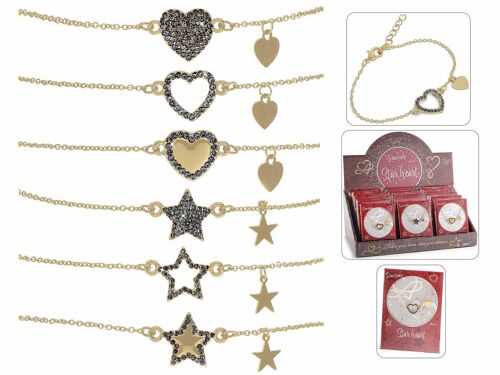 Bracciali  "Cuore Stella" in oro giallo 14zero3 con card in espositore