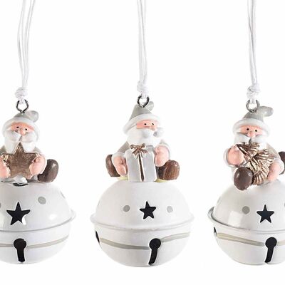 Metal bells with resin Santa to hang