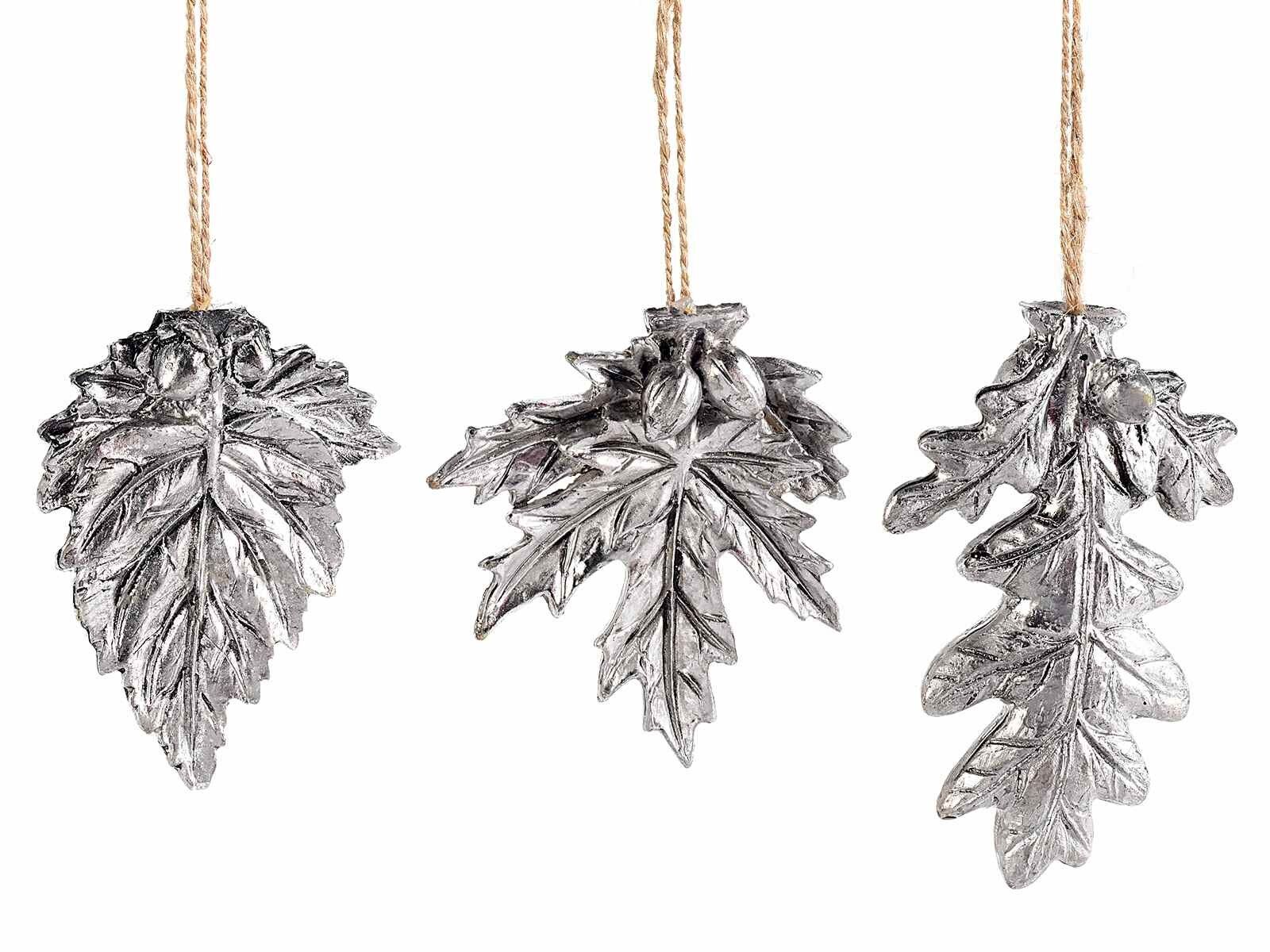 Hojas de resina plateada con efecto metálico para colgar.