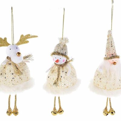 Christmas characters to hang with bells, glitter, gold sequins