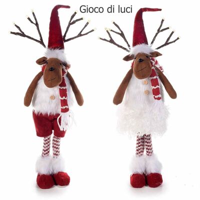 Fabric Christmas reindeer with moldable hat and LED lights