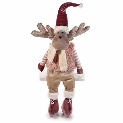 Fabric Christmas reindeer with moldable antlers and hat