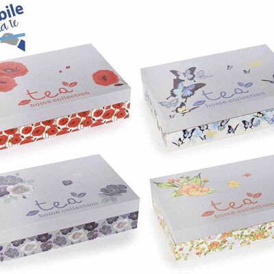6 Compartment Wooden Tea Boxes with Flowers Design 14zero3