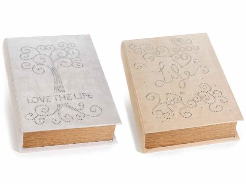 Scatole a libro in legno ricoperte di velluto con decori strass Albero della Vita / Life Tree 14zero3