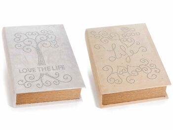 Boîtes à livres en bois recouvertes de velours avec décorations en strass Tree of Life / Life Tree 14zero3