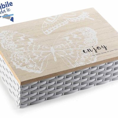 Cajas de té/especias de madera natural para escribir con bricolaje con 6 compartimentos