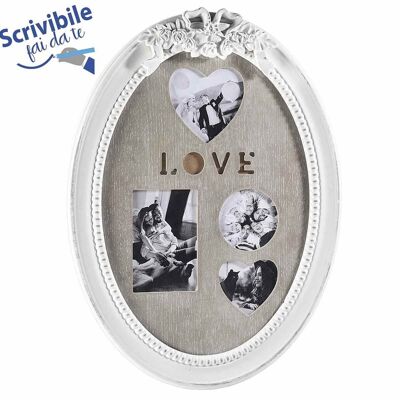 Wooden Love photo frame with 4 heart frames to hang