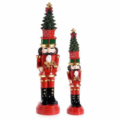 Decorative resin nutcracker to stand in a set of two pieces