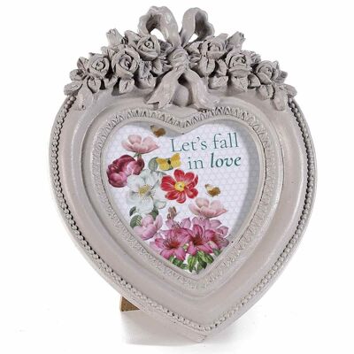 Resin photo holder in the shape of a heart