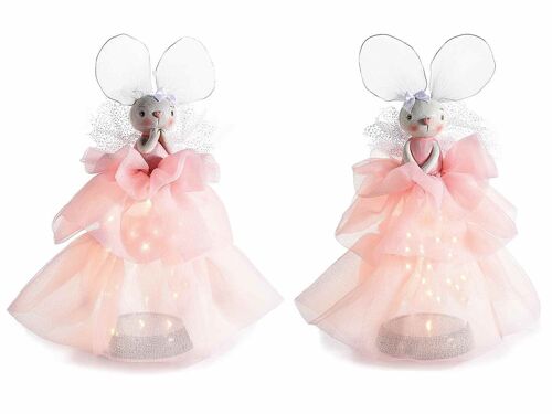 Topini in resina con abito in tulle e luci LED