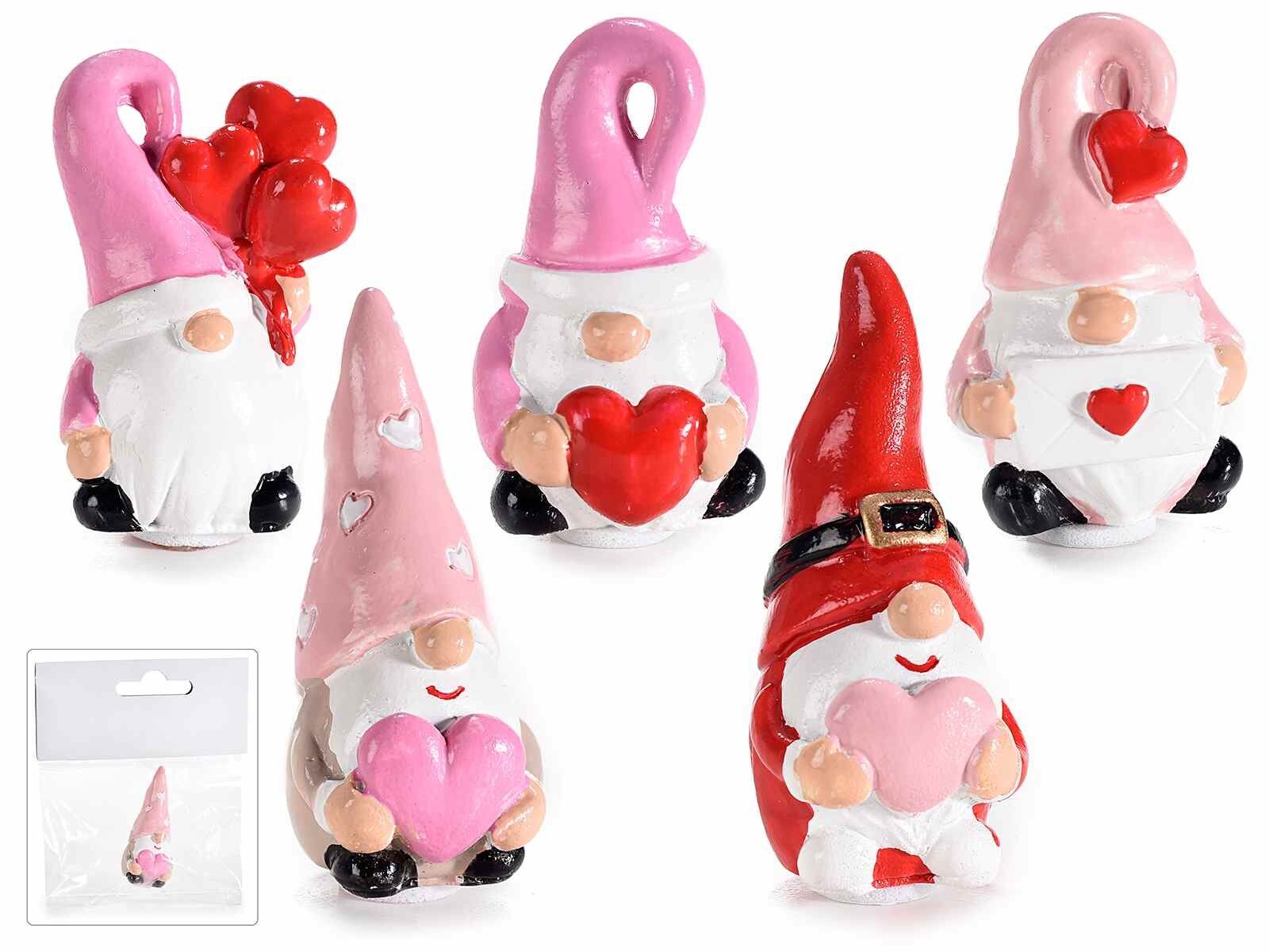 Klebende Zwerge aus Kunstharz mit Herzen mit doppelseitigem Kleber an der Basis
