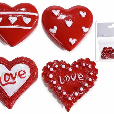 Corazón de resina adhesivo con cinta de doble cara en paquete de 8 piezas