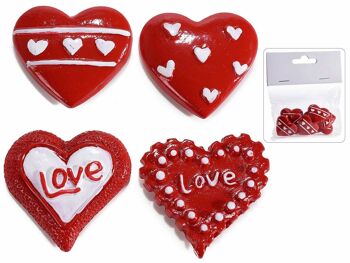 Coeur en résine adhésive avec ruban adhésif double face en paquet de 8 pièces