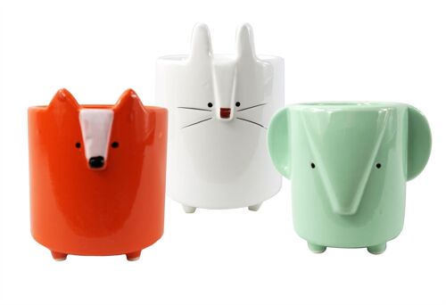 Rabbit Fox Elephant Ceramic Animal Planters Plant Pots 15cm