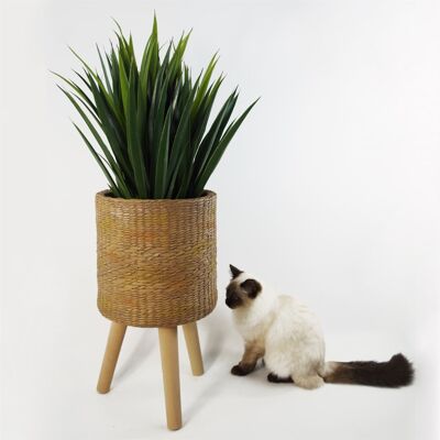 Fioriera composita effetto rattan
