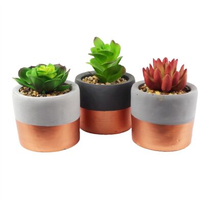 Jardineras De Gres Plantas Artificiales Suculentas 14cm Set 3