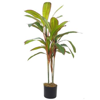 Palmier Dracaena artificiel tropical réaliste, grand pot de fleurs doré, 100 cm 4