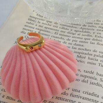 Bague plaquée or avec détail rose, Jolie bague pour elle 4