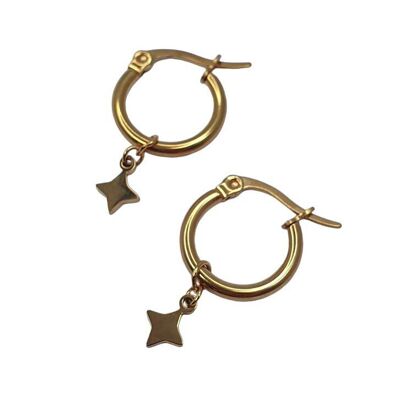 Small round star hoop earrings