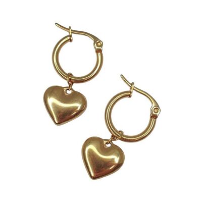 Small round heart hoop earrings