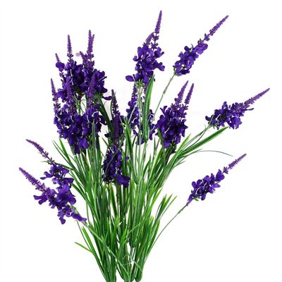 Packung mit 6 x künstlichen Blumen, violetter Rittersporn, künstlicher Stiel, 80 cm
