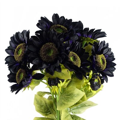 Pack de 6 x Fleurs Artificielles Tournesol Violet - 3 têtes 88cm