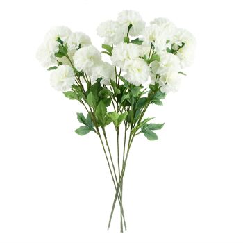 Pack de 6 x Fleurs Artificielles Oeillet Blanc Tige - 4 Fleurs 70cm 2