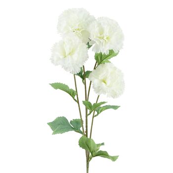 Pack de 6 x Fleurs Artificielles Oeillet Blanc Tige - 4 Fleurs 70cm 6