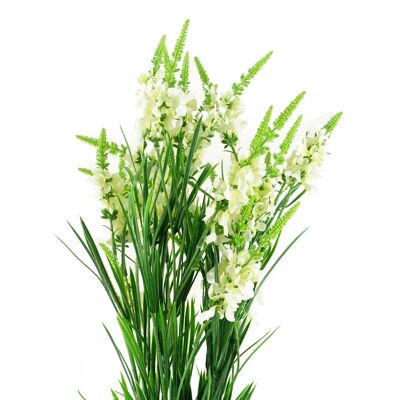 Lot de 6 x fleurs artificielles pied d'alouette blanc tige artificielle 80 cm