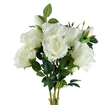 Pack de 6 x Fleurs Artificielles Tige de Rose Blanche - 3 fleurs 80cm 1