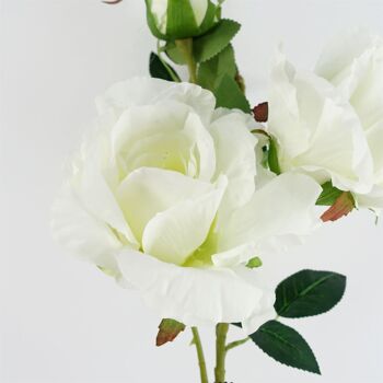 Pack de 6 x Fleurs Artificielles Tige de Rose Blanche - 3 fleurs 80cm 3