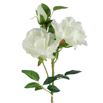 Pack de 6 x Fleurs Artificielles Tige de Rose Blanche - 3 fleurs 80cm 5