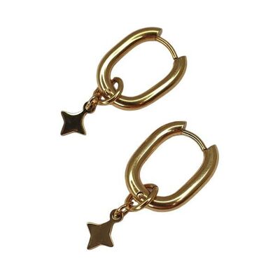 Small rectangular star hoop earrings