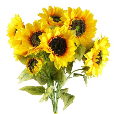 Pack of 6 x Artificial Flowers Yellow Sunflower - 3 heads 88cm