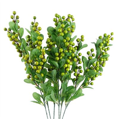 Pack of 6 x Artificial Foliage Green Berry Spray 70cm