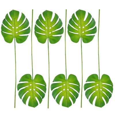 Pack of 6 x Artificial Foliage Single Monstera Leaf 55cm