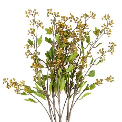 Pack of 6 x Artificial Foliage Yellow Berry Stem 90cm