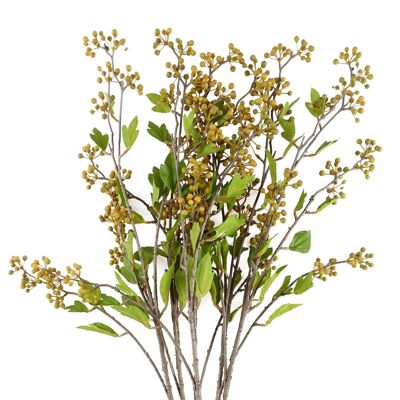 Pack of 6 x Artificial Foliage Yellow Berry Stem 90cm