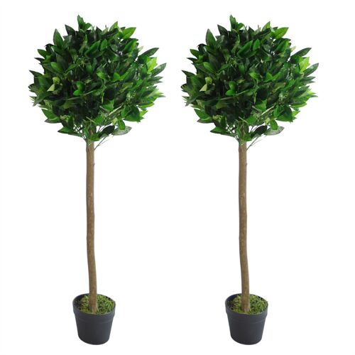 Pair Artificial Bay Topiary Trees PAIR 120cm Trunk