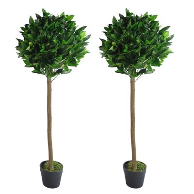 Pair Artificial Bay Topiary Trees PAIR 120cm Trunk