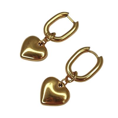 Small rectangular heart hoop earrings